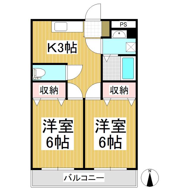 A ONE 水押(2K/2階)の間取り写真