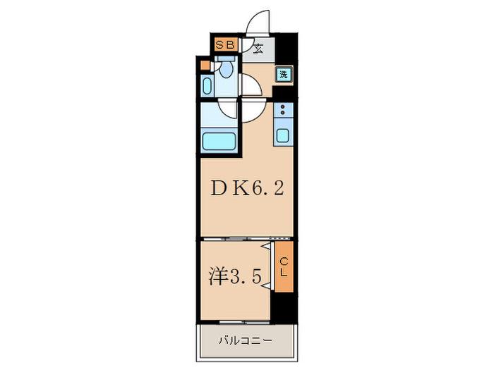 ドゥーエ二子新地(1DK/2階)の間取り写真