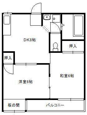 クレスト津田沼B棟(2DK/2階)の間取り写真