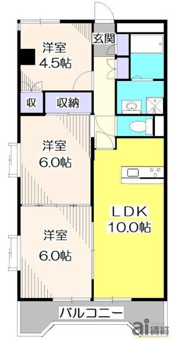 AIFORT東久留米III(3LDK/3階)の間取り写真