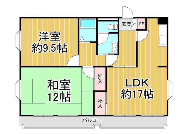 ロータリービルド西宮(2LDK/3階)の間取り写真