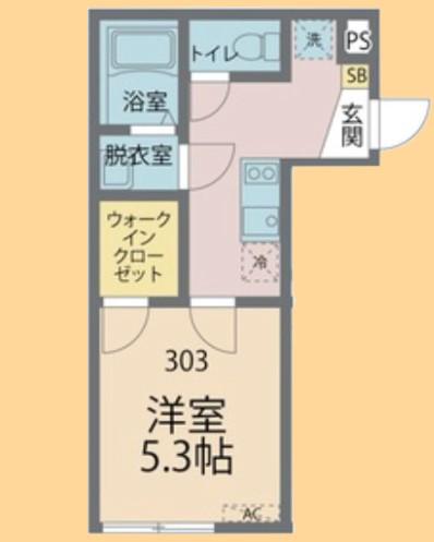 カインドネス志木(1K/3階)の間取り写真