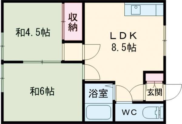 永興ハイツ(2DK/1階)の間取り写真