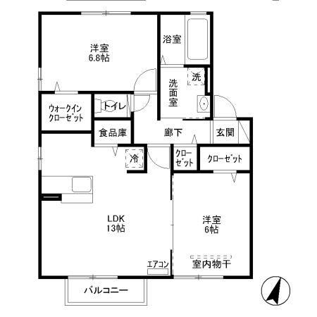 ビーノII(2LDK/2階)の間取り写真