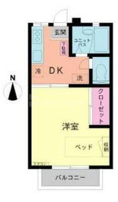 ソルカーサ(1DK/2階)の間取り写真