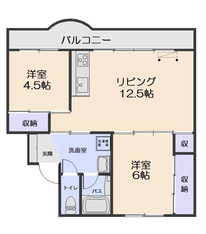 スカイクレストナガワI (2LDK/2階)の間取り写真