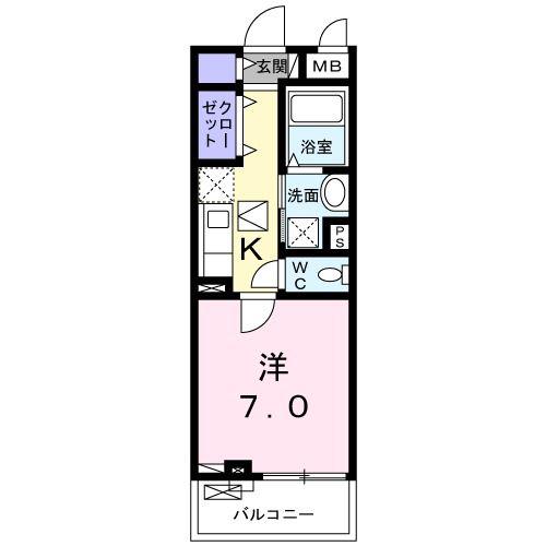 サイド ライス フィールドII(1K/1階)の間取り写真