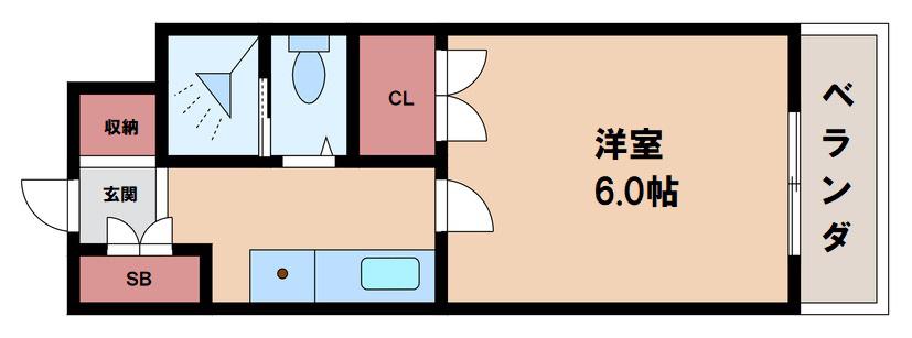 フォルム東住吉(1K/4階)の間取り写真