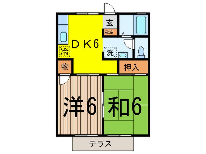 カーサビアンカ(2DK/1階)の間取り写真