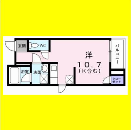 ティアラグレイス(ワンルーム/2階)の間取り写真