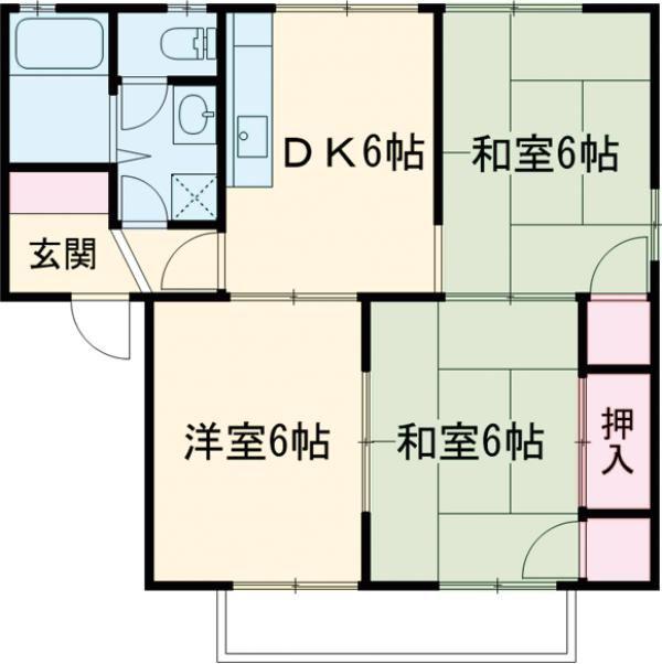 スカイハイツ矢野(3DK/2階)の間取り写真