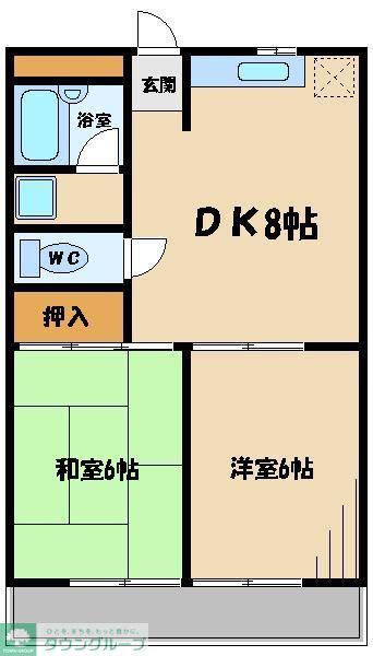 カサブランカI(2DK/2階)の間取り写真