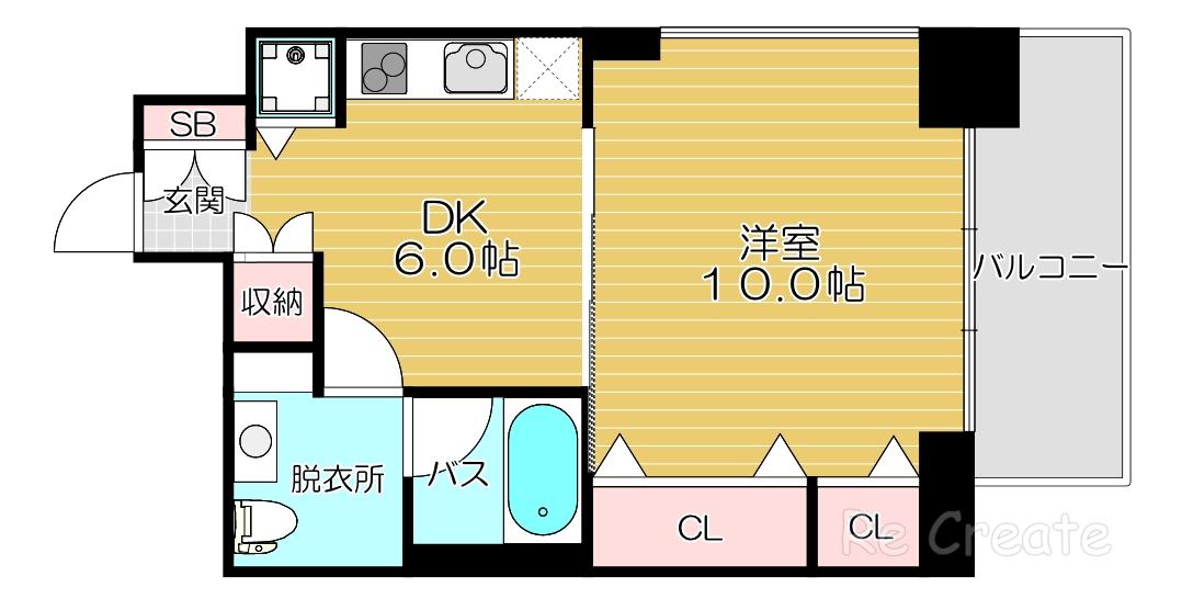 フローライト長堀橋(1LDK/7階)の間取り写真