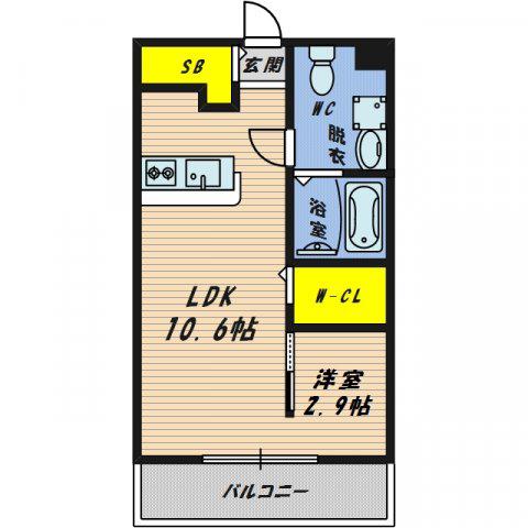 ラージヒル鶴見緑地(1LDK/3階)の間取り写真