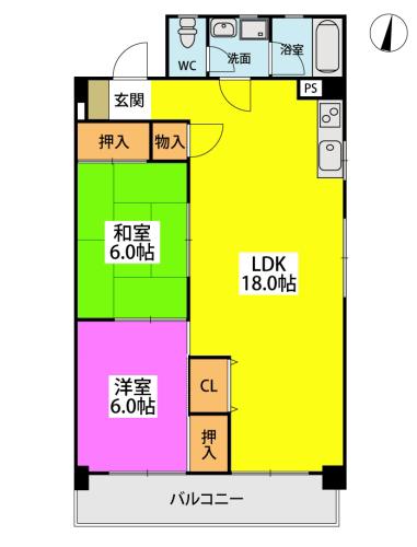 サンコーポあまの(3LDK/2階)の間取り写真