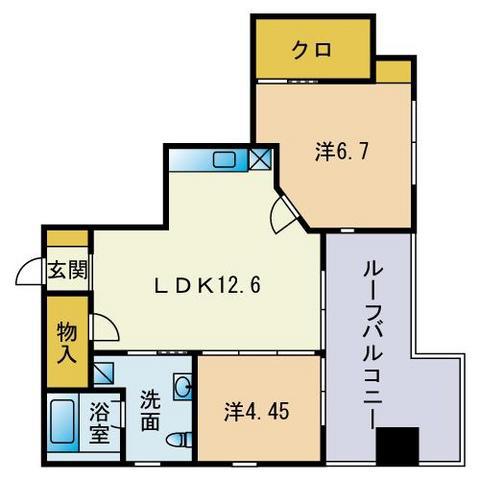 やますえ東光ビル(2LDK/4階)の間取り写真