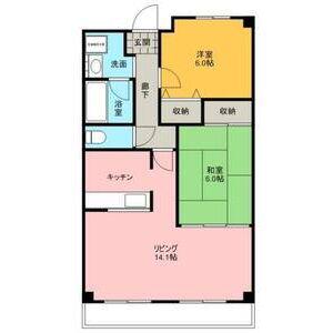 ロイヤルヴェール山下(2LDK/6階)の間取り写真