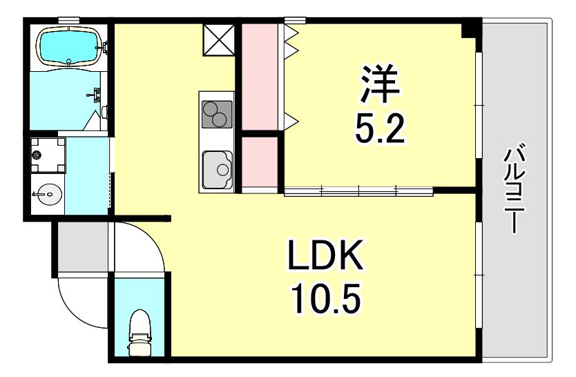 エルミターシュ難波南II(1LDK/8階)の間取り写真