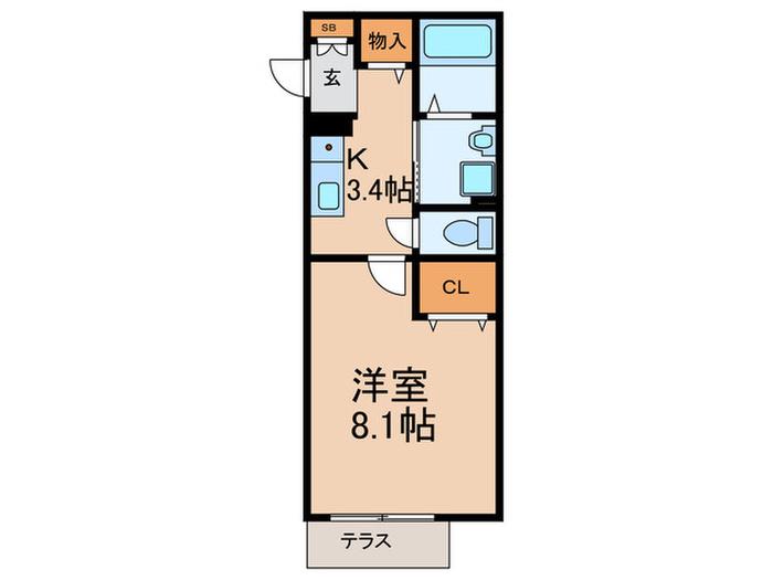グローリア若葉台(1K/1階)の間取り写真