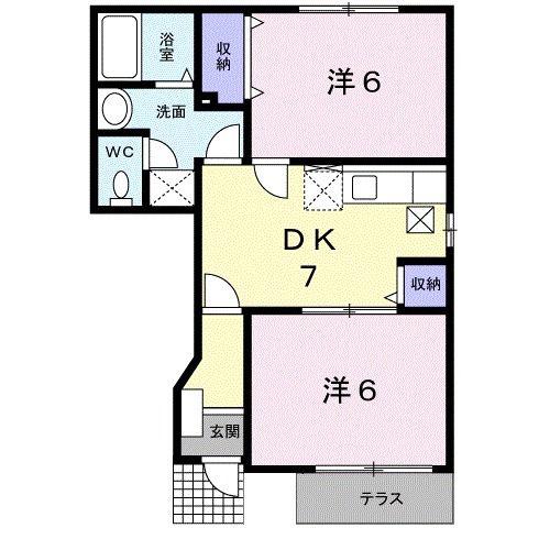 エスポワールD(2DK/1階)の間取り写真