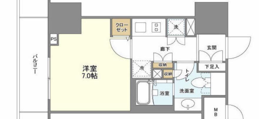 BLESS蔵前(1K/7階)の間取り写真