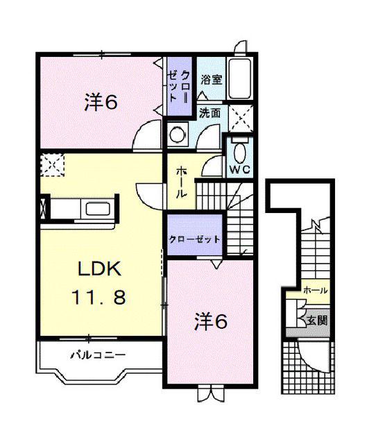 グレイスYOU(2LDK/2階)の間取り写真