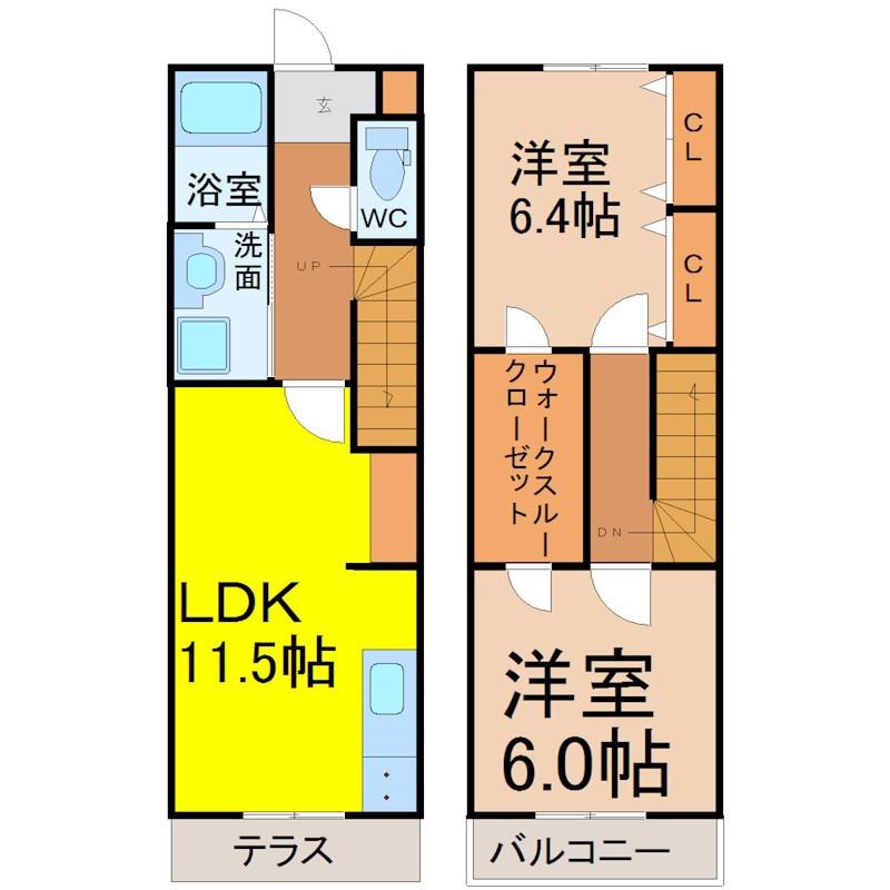 ブランシェ・ア・ミュー(2LDK/1階)の間取り写真