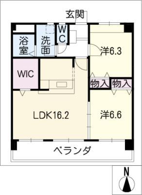 曙ビル(2LDK/4階)の間取り写真