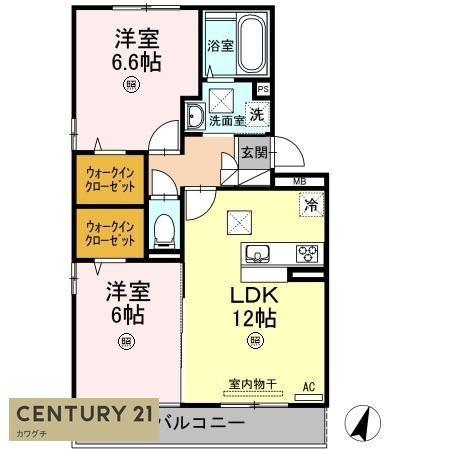 サンライト松山町(2LDK/1階)の間取り写真