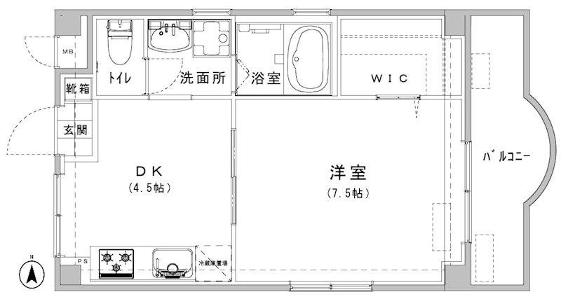HAPPINESS(1DK/3階)の間取り写真