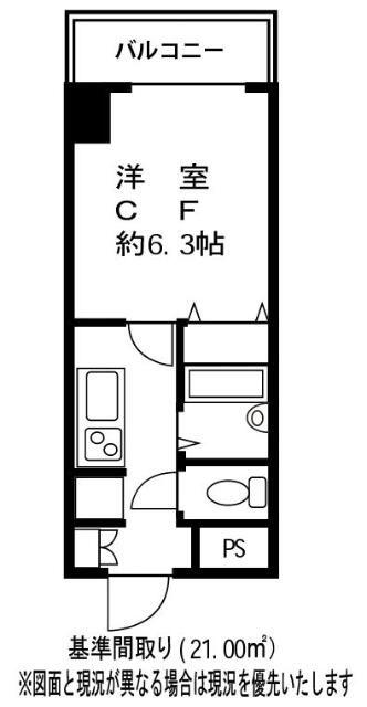 ドミール錦糸町Ⅱ(1K/6階)の間取り写真