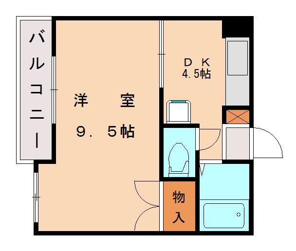 ロッジ松香台(1K/2階)の間取り写真