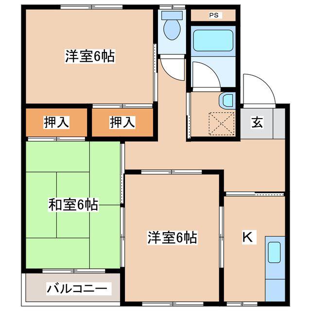 神科マンション(3K/2階)の間取り写真