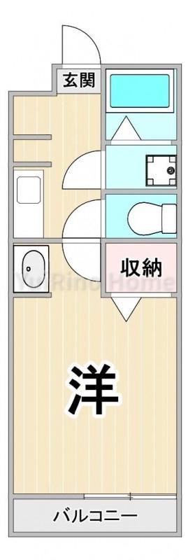 ルストーレ西宮北口1 1号棟(1K/3階)の間取り写真
