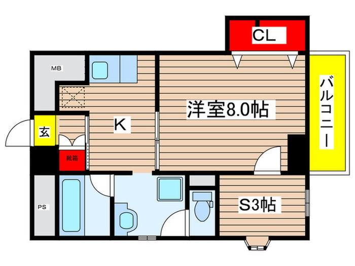 パールコートII(1SK/4階)の間取り写真