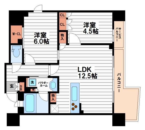 STANDZ四天王寺夕陽丘(2LDK/9階)の間取り写真