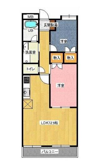 アーバンライフ立川(2LDK/3階)の間取り写真