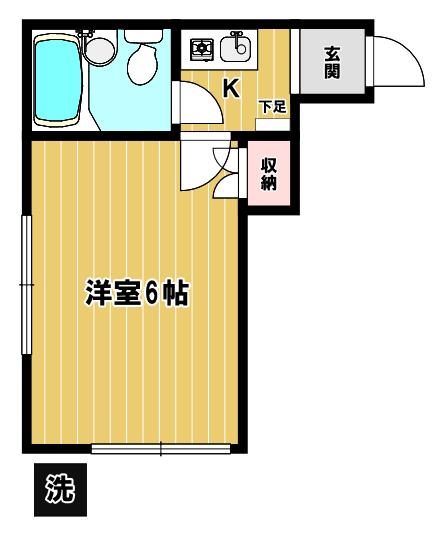ジュネス原(1K/1階)の間取り写真