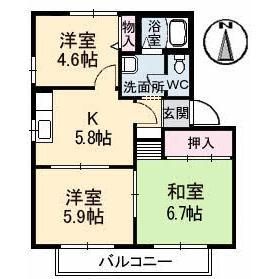 ベルエア(3K/1階)の間取り写真