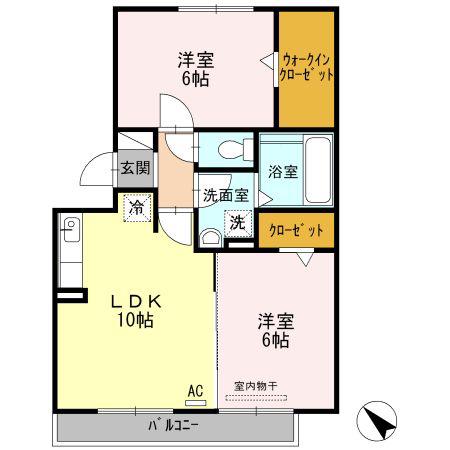 ＪＲ東海道本線 岡崎駅 バス乗車時間：7分 最寄りバス停で下車 徒歩4分 3階建 築16年(2LDK/1階)の間取り写真