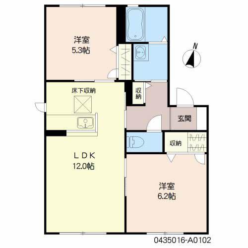 ショコラヴェルデ A棟(2LDK/1階)の間取り写真