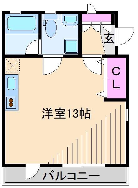 ベイヒルズ新横濱(ワンルーム/2階)の間取り写真