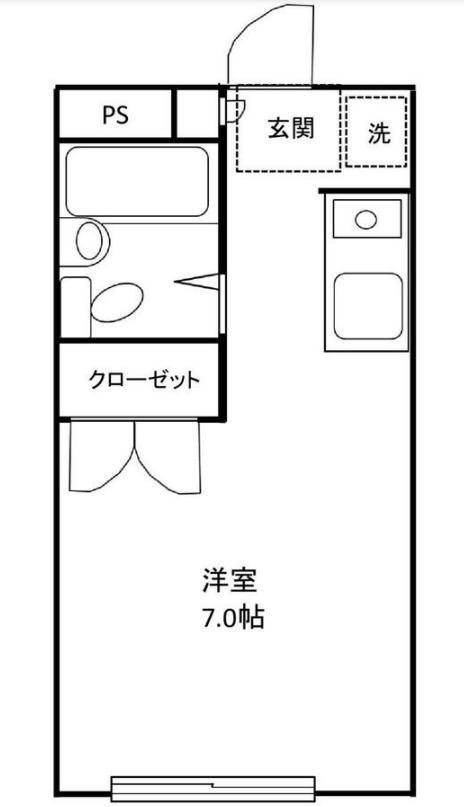 ヴェリテ日野(ワンルーム/2階)の間取り写真