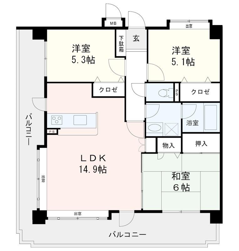 エンゼルハイム平尾第2(3LDK/2階)の間取り写真