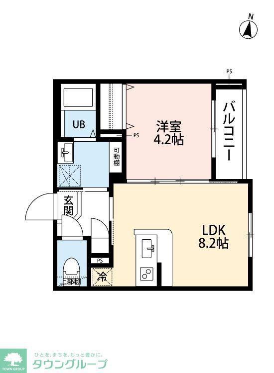 太陽と月の調和 LUNARE元町(1LDK/1階)の間取り写真