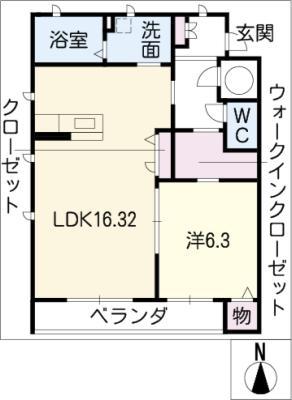 エスポワールGIYOUII(1LDK/2階)の間取り写真