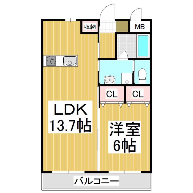 ノエルフラッツ(1LDK/3階)の間取り写真
