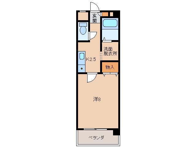 アーバンヴィラ岩出(1K/2階)の間取り写真