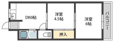 ミキハウス住吉(2DK/4階)の間取り写真