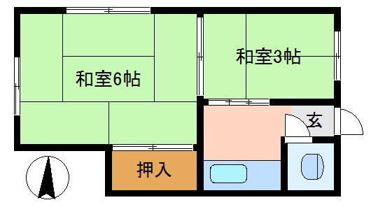 品川区豊町アパート(2K/1階)の間取り写真
